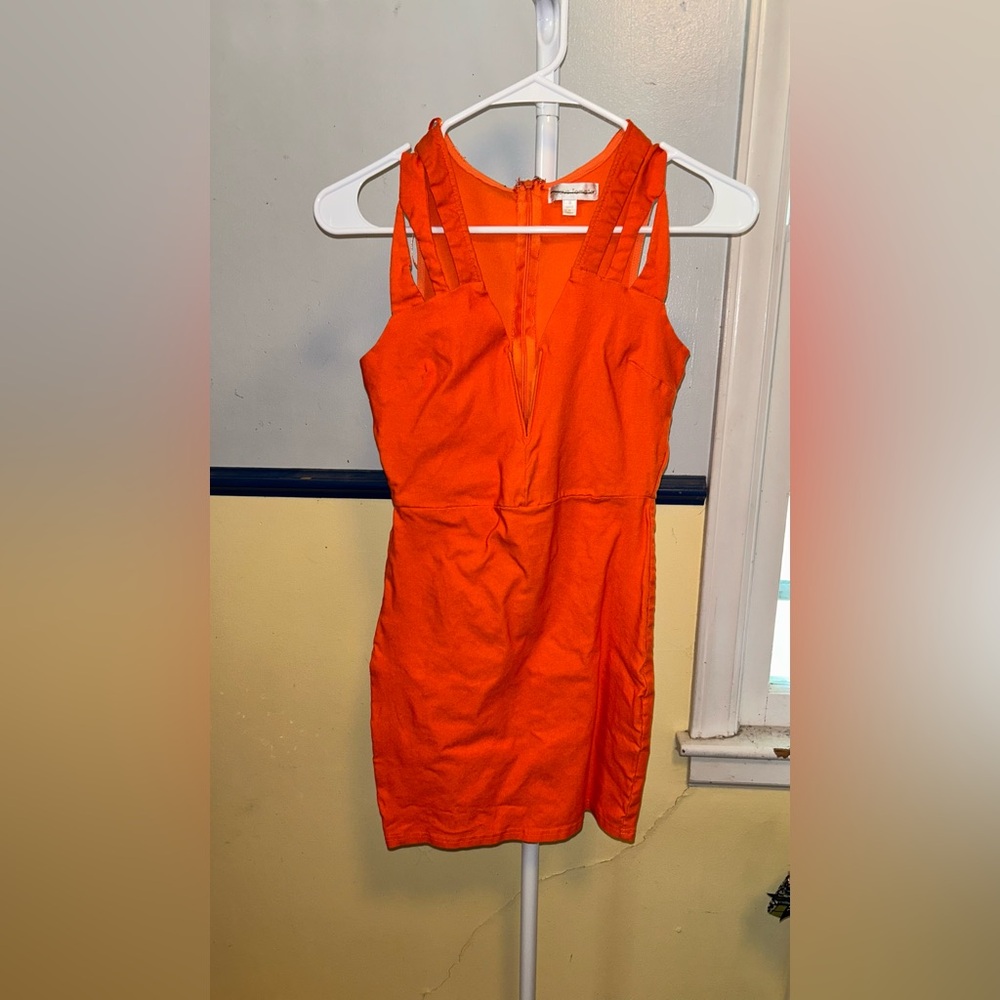 NWOT Jealous Tomato Small Orange Bodycon Tight Bandage Style Cutout Mini Dress